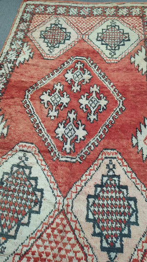 Rare Vintage Handmade Berber Moroccan Organic Wool Red Area Rug - 11 FT 8 x 6 FT 1